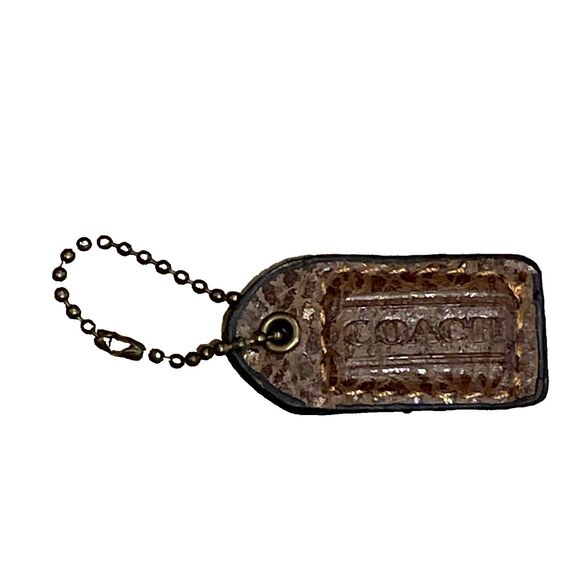 COACH Brown Leather Hang Tag Purse Handbag Charm Fob 1x2 in. - Picture 1 of 5